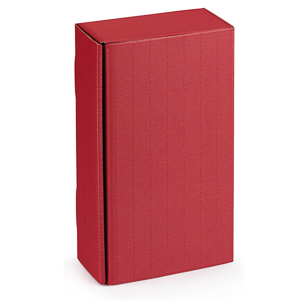 Boite micro-cannelure rouge pour 2 bouteilles 20 x 10 x 37 cm - 1