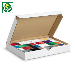 Boite postale carton extra-plate blanche petite cannelure avec fermeture adhésive format A3 Boite postale carton extra-plate blanche petite cannelure avec fermeture adhésive format A3