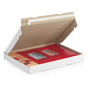 Boîte postale extra-plate carton blanche avec fermeture adhésive