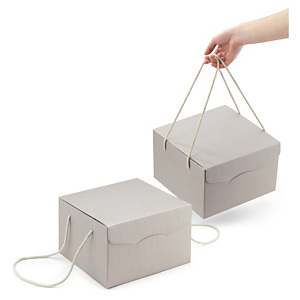 Boîte de présentation micro-cannelure grise à poignées coton collection HORIZON 24,5x24,5x15 cm