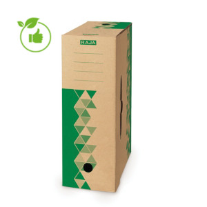 Boites archives Raja, dos 10 cm, jusqu'à 15 kilos, certification FSC, coloris brun/vert, lot de 10 Boites archives Raja, dos 10 cm, jusqu'à 15 kilos, certification FSC, coloris brun/vert, lot de 10