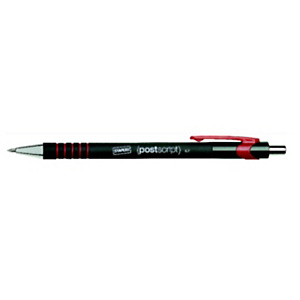 Bolígrafo retráctil de punta de bola, punta de 0,7 mm, cuerpo negro recubierto de goma con grip, tinta roja Bolígrafo retráctil de punta de bola, punta de 0,7 mm, cuerpo negro recubierto de goma con grip, tinta roja