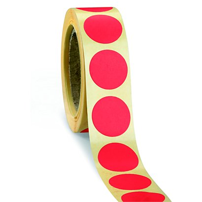 Bollini adesivi removibili in rotolo, Diametro 20 mm, Rosso (confezione 500 pezzi)