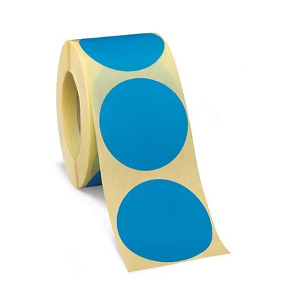 Bollini adesivi removibili in rotolo, Diametro 35 mm, Blu (confezione 500 pezzi)
