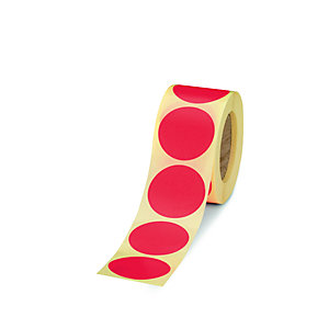 Bollini adesivi removibili in rotolo, Diametro 35 mm, Rosso (confezione 500 pezzi)