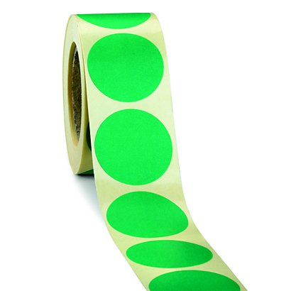 Bollini adesivi removibili in rotolo, Diametro 35 mm, Verde