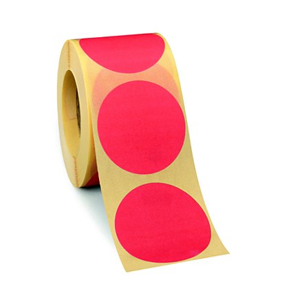 Bollini adesivi removibili in rotolo, Diametro 50 mm, Rosso
