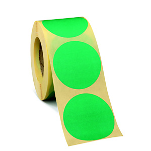 Bollini adesivi removibili in rotolo, Diametro 50 mm, Verde (confezione 500 pezzi) Bollini adesivi removibili in rotolo, Diametro 50 mm, Verde (confezione 500 pezzi)