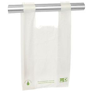 Bolsa camiseta biodegradable con asas 27 x 50 x 13 cm (apertura x alto x fuelle)