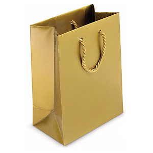Bolsa charol con asas de cordón 30 x 25 cm oro