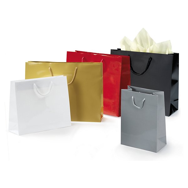 Bolsa charol oro asas cordón 30x25x10cm - 3