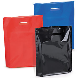 Bolsa color con asas troqueladas plástico 70% reciclado