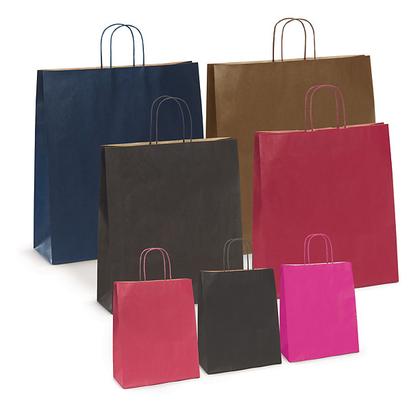 Bolsa kraft verjurado en color con asas rizadas RAJA® - 1