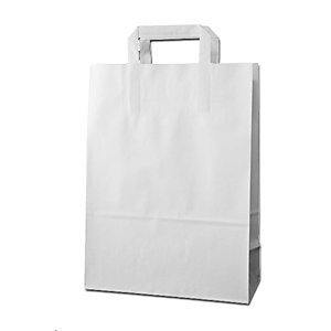 Bolsa papel blanca con asa plana 32 x 33 cm
