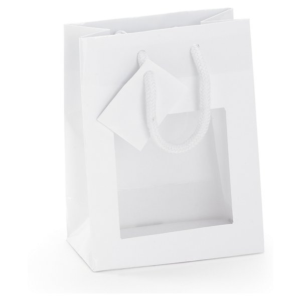 Bolsa de papel charol blanca con ventana 11,4x14,6x6,4cm - 4
