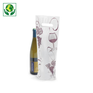 Bolsa plástico 70% reciclado para botellas con diseño Racimo de uva