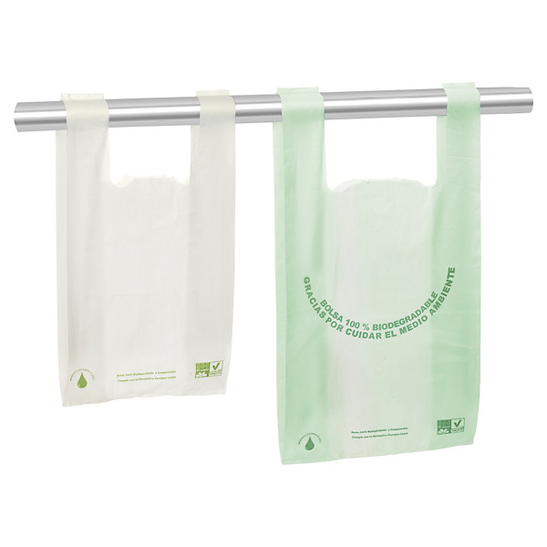 Bolsa de plástico compostable con asas camiseta RAJAPACK