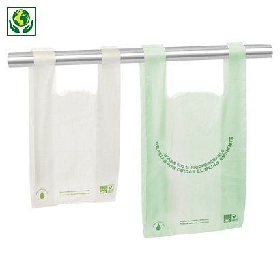 Bolsa de plástico compostable con asas camiseta - 1