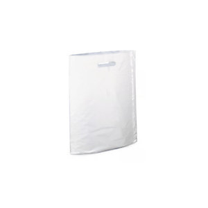 Bolsa de plástico con asas troqueladas 30 x 40 cm blanca