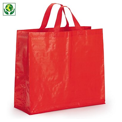 Bolsa de rafia apaisada monocolor roja 45x40x18 cm - 1