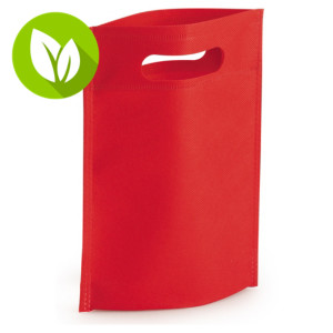 Bolsa de tejido sin tejer con asas troqueladas y fuelle 40 x 17 cm rojo