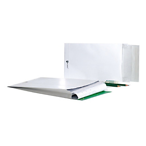 BONG PACKAGING Buste a sacco Securitex - con soffietti - B5 - 17,6 x 25 x 3,8 cm - 130 gr - bianco  - conf. 100 pezzi