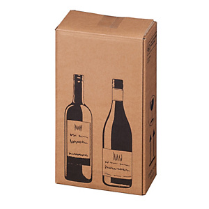 BONG PACKAGING Scatola Wine Pack - 2 bottiglie - 20,4 x 10,8 x 36,8 cm - cartone doppia onda - avana  - conf. 10 pezzi