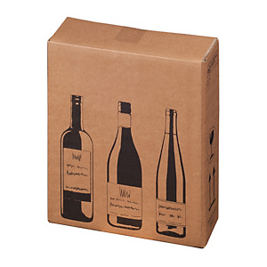 BONG PACKAGING Scatola Wine Pack - 3 bottiglie - 30,5 x 10,8 x 36,8 cm - cartone doppia onda - avana  - conf. 10 pezzi