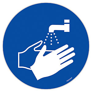 Bord verplichting om handen te wassen diameter 18 cm flexibel en zelfklevend
