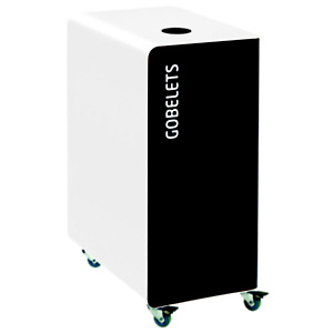 Borne de tri sélectif 90l support-sac avec roulettes sans serrure - cubatri - tri gobelets-gris+blanc Borne de tri sélectif 90l support-sac avec roulettes sans serrure - cubatri - tri gobelets-gris+blanc