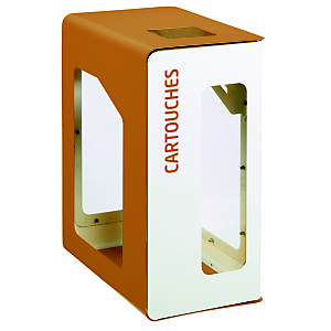 Borne de tri sélectif 90l support-sac vigi sans serrure - cubatri - tri cartouches-blanc+marron Borne de tri sélectif 90l support-sac vigi sans serrure - cubatri - tri cartouches-blanc+marron
