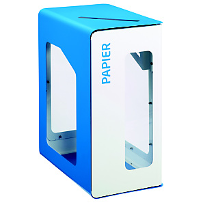 Borne de tri sélectif 90l support-sac vigi sans serrure - cubatri - tri papier-blanc+bleu Borne de tri sélectif 90l support-sac vigi sans serrure - cubatri - tri papier-blanc+bleu