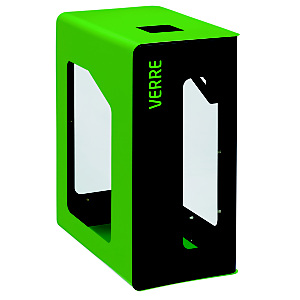 Borne de tri sélectif 90l support-sac vigi sans serrure - cubatri - tri verre-gris+vert Borne de tri sélectif 90l support-sac vigi sans serrure - cubatri - tri verre-gris+vert
