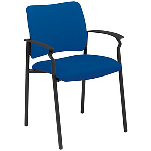 Boston Silla de confidente, tapizada, estructura metálica negra, azul Boston Silla de confidente, tapizada, estructura metálica negra, azul