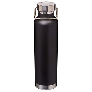 Bottiglia personalizzabile con isolamento sottovuoto in rame Thor, Acciaio inox, Capacità 650 ml, Nero
