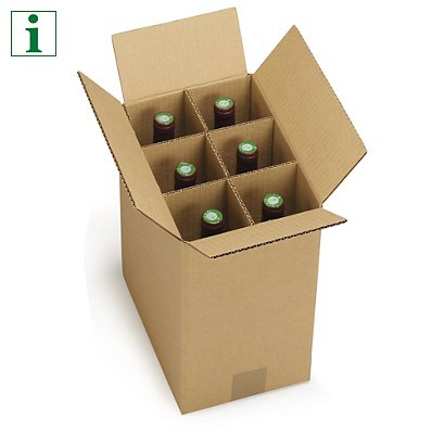 Bottle boxes with dividers, 6 bottle, 270x184x330mm - 1