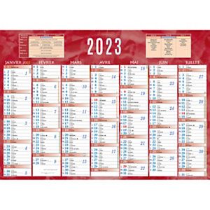 Bouchut Calendrier bancaire rouge - 38,5 x 54 cm - 2023