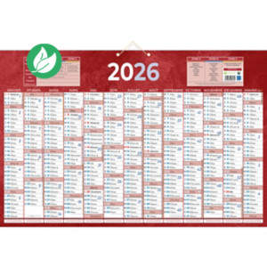 Bouchut Calendrier mural annuel (recto 13 mois) - Rouge - 43 x 65 cm - 2026 Bouchut Calendrier mural annuel (recto 13 mois) - Rouge - 43 x 65 cm - 2026