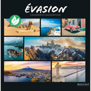 Bouchut Calendrier souple illustré Évasion - 14 feuillets - 30 x 30 cm - 2026 Bouchut Calendrier souple illustré Évasion - 14 feuillets - 30 x 30 cm - 2026
