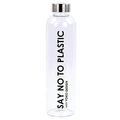 Bouteille en verre transparent Say no to plastic Yoko Design, 750 ml