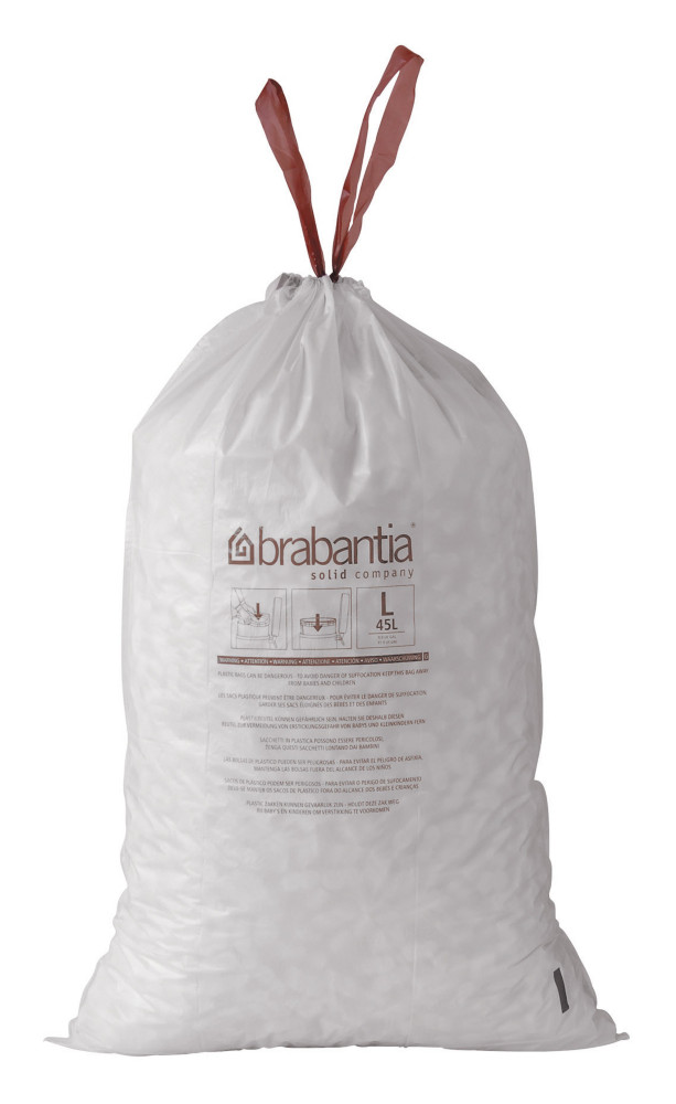 BRABANTIA Sacs poubelle plastique - 10/12 L - Blanc - Rouleau de 20