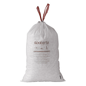 BRABANTIA Sacs poubelle plastique - 10/12 L - Blanc - Rouleau de 20 BRABANTIA Sacs poubelle plastique - 10/12 L - Blanc - Rouleau de 20