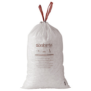 BRABANTIA Sacs poubelle plastique - 5 L - Blanc - Rouleau de 20 BRABANTIA Sacs poubelle plastique - 5 L - Blanc - Rouleau de 20
