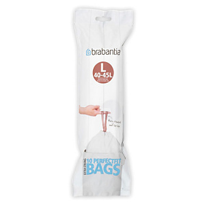 BRABANTIA Sacs poubelle plastique BRABANTIA - 45 L - Blanc - Rouleau de 10 BRABANTIA Sacs poubelle plastique BRABANTIA - 45 L - Blanc - Rouleau de 10