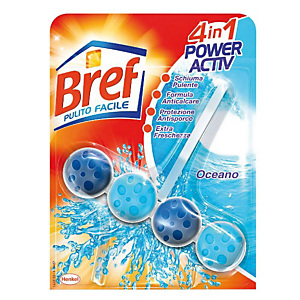 BREF Pulito Facile Igienizzante per il Bagno 4 in 1 Power Activ Tavoletta solida Oceano BREF Pulito Facile Igienizzante per il Bagno 4 in 1 Power Activ Tavoletta solida Oceano