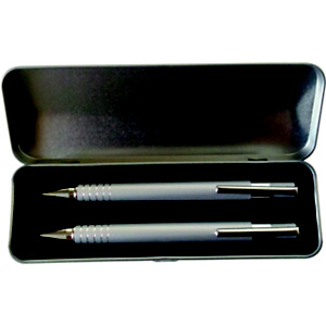 Brigitte Parure Penna a sfera e Portamine, Fusto color silver, Inchiostro nero" Brigitte Parure Penna a sfera e Portamine, Fusto color silver, Inchiostro nero"