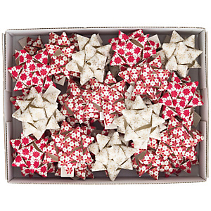 BRIZZOLARI Stelle di nastro carta erba - 20 mm x diam. 9 cm - fantasie assortite natale  - conf. 36 pezzi