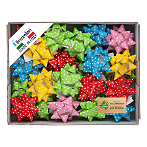 BRIZZOLARI Stelle di nastro ecocarta - 15 mm x diam. 6,5 cm - fantasie assortite - conf. 50 pezzi BRIZZOLARI Stelle di nastro ecocarta - 15 mm x diam. 6,5 cm - fantasie assortite - conf. 50 pezzi