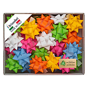 BRIZZOLARI Stelle di nastro similpaper - 10 mm x diam. 5 cm - colori assortiti primavera  - conf. 100 pezzi