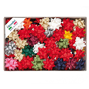 BRIZZOLARI Stelle in Rafia sintetica - 14 mm - in colori natalizi assortiti  - conf. 100 pezzi